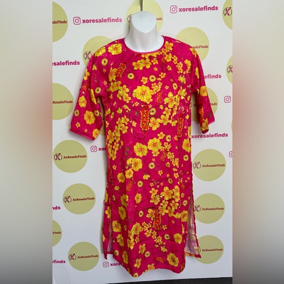 Floral Pink and Yellow Dress - Picture 1 of 7